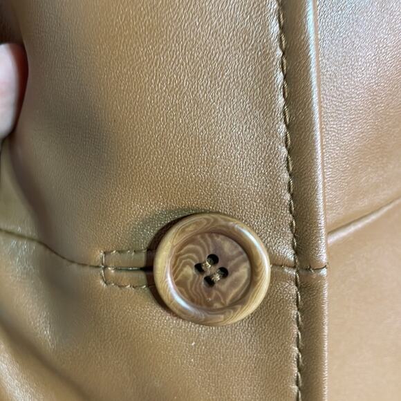 Valerie Stevens S cognac colored butter soft 2 button all leather blazer euc - Picture 7 of 13